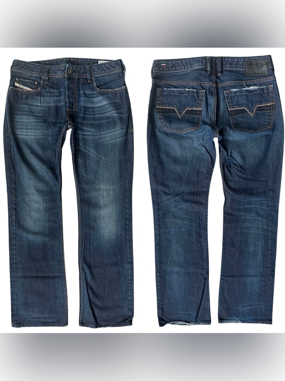 Y2K Men’s Diesel Zatiny Bootcut 100% Cotton Dark Wash Faded Heeldrag Jeans 34x34